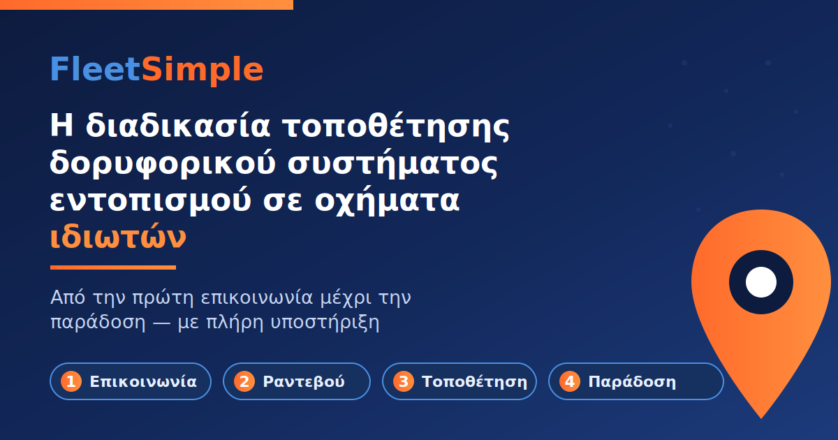 Η διαδικασία τοποθέτησης δορυφορικού συστήματος εντοπισμού σε οχήματα ιδιωτών διαδικασία τοποθέτησης gps για ιδιώτες πελάτες FleetSimple